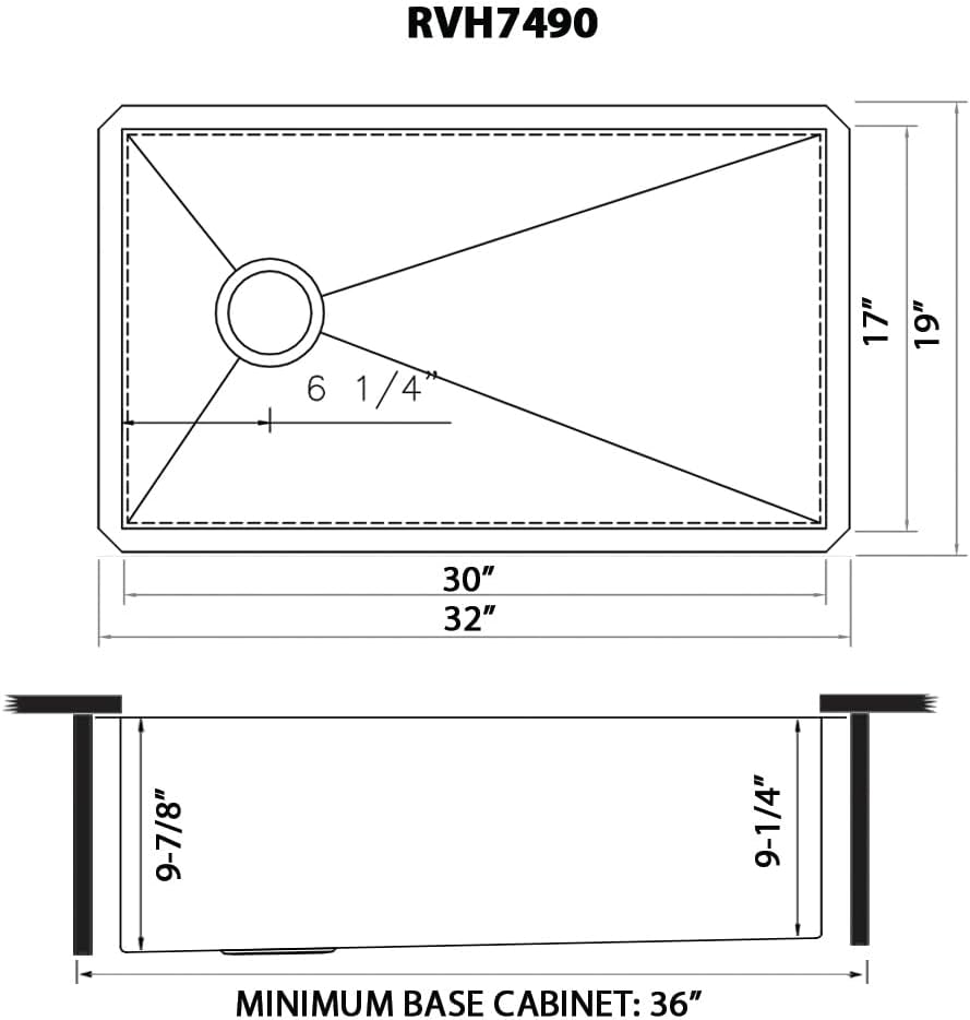 Ruvati 32-inch Rounded Corners Slope Bottom Offset Drain Reversible Kitchen Sink - 16 Gauge Stainless Steel Kitchen Sink with Brushed Finish hides scratches, Easy-to-Clean Undermount Sinks - RVH7490