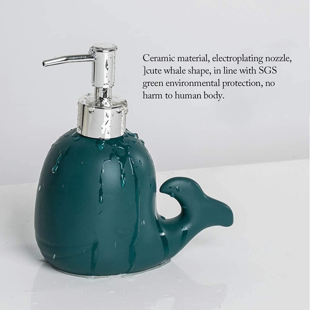 Soap Dispenser Decoration Bath Accessory Set 5 Piece Ceramic Bath Accessory Set Includes Liquid Soap or Lotion Dispenser Kids Whale Bathroom Design Blue (Color: Navy Blue A) Soap Dispenser