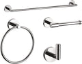 HomeStock 4-Piece Bathroom Accessory Set - Towel Rack, Ring, Holder & Hook - Chrome
