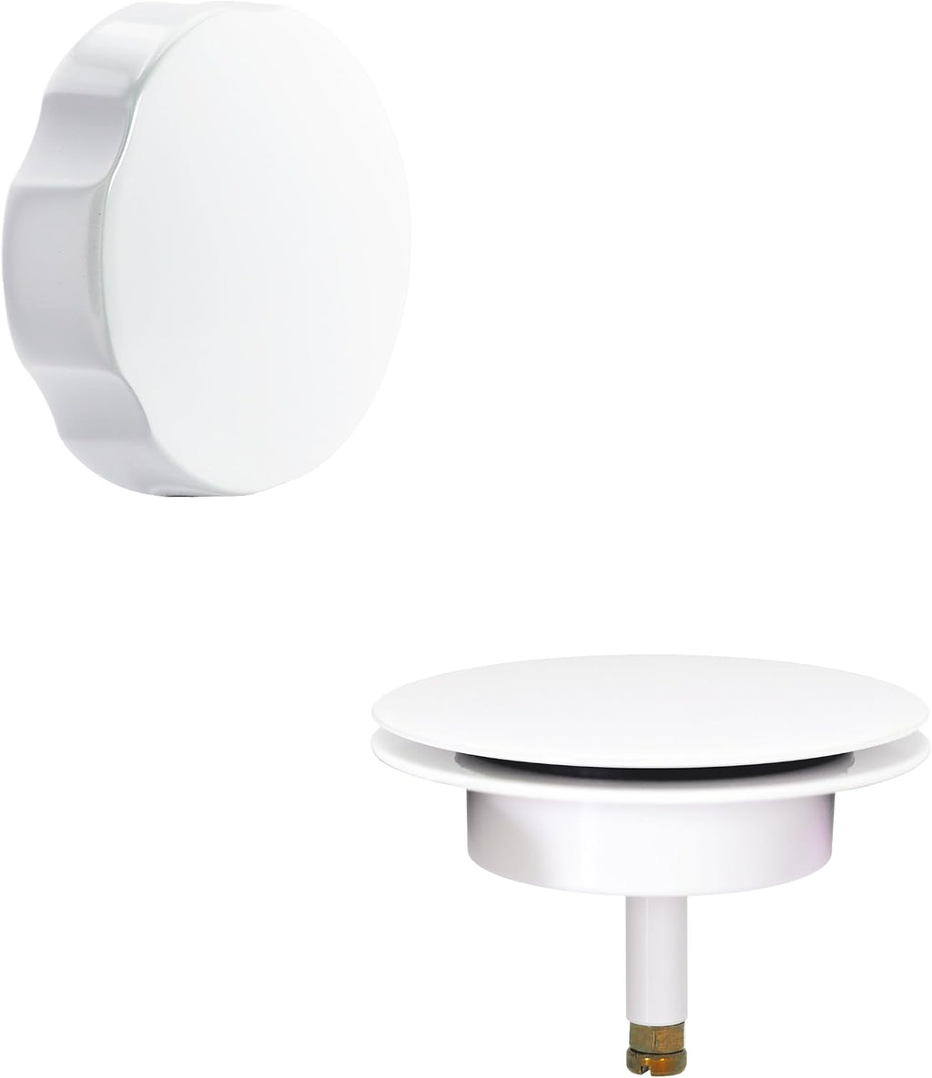 Westbrass A50P35BJ-50 1-1/2' Sch. 40 PVC 35' Cable Driven Bath Waste Kit with Ball Joint Head and Brass Trim Drain Kit, White