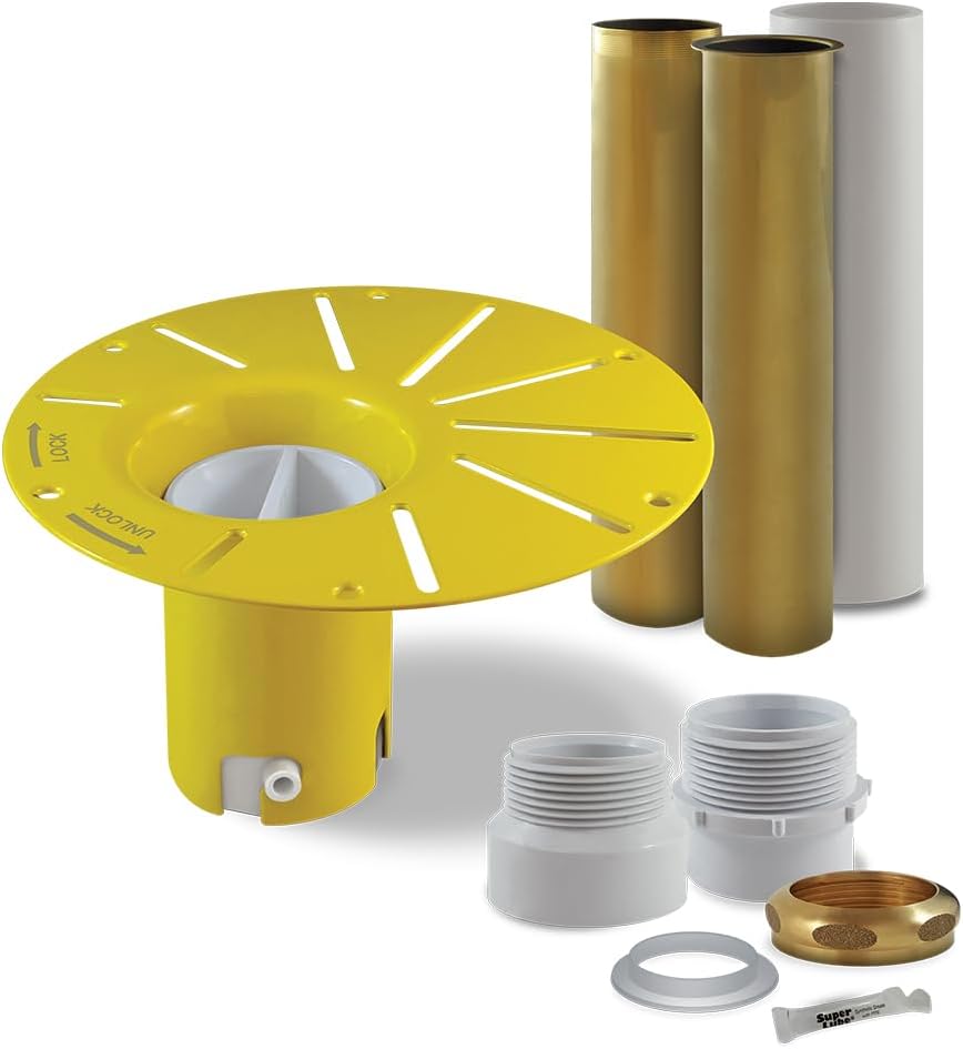 Freestanding Bathtub Drain Kit – Rough-in Installation System, White PVC & Brass Plumbing Pipes, Fits 1-1/2' Threaded Male & Female Drains, Leak-Proof DIY Install