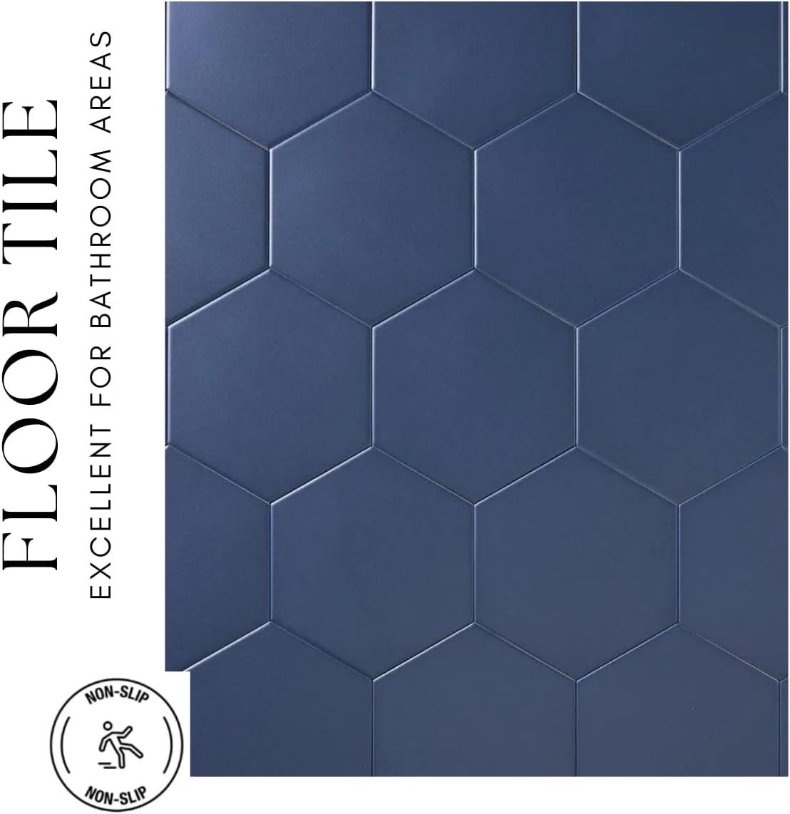 Tenedos Fusion Hexagon Matte 5x6 Hex Glazed Floor Wall Porcelain Tile Backsplash for Kitchen, Bathroom Shower, Accent Decor (Royal Blue, Box of 20 Pieces)