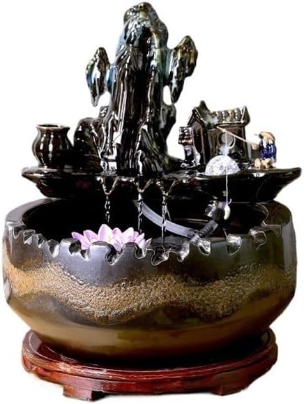 Tabletop Ceramic Tabletop Fountain for Indoor and Home Decoration Table Desk Office Patio Decor