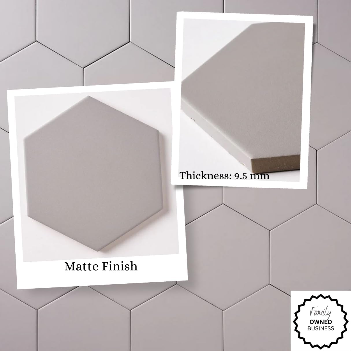 Tenedos Fusion Hexagon Matte 5x6 Hex Glazed Floor Wall Porcelain Tile Backsplash for Kitchen, Bathroom Shower, Accent Decor (Grey, Box of 20 Pieces)