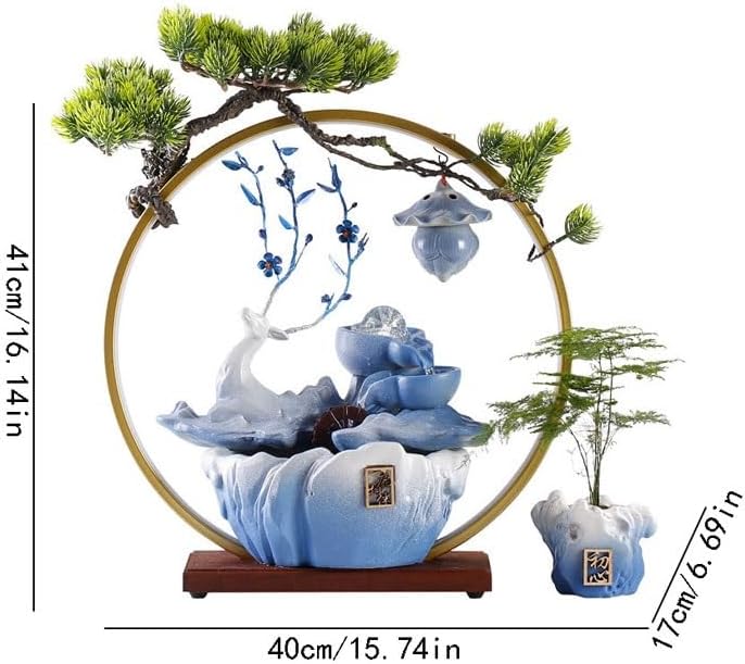 GUERNSEY Tabletop Fountain Chinese Creative Office Desktop Fountain Ornaments Living Room Decoration Desktop Fountain Water Circulation Fountain Indoor Waterfall Feature Indoor Fountain