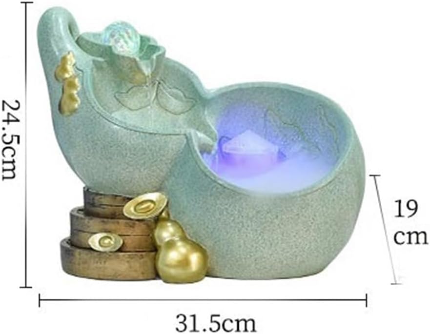 Tabletop Tabletop Fountain Resin Waterfall Fountains Water Feature Feng Shui Meditation Desktop Decor(Beige)