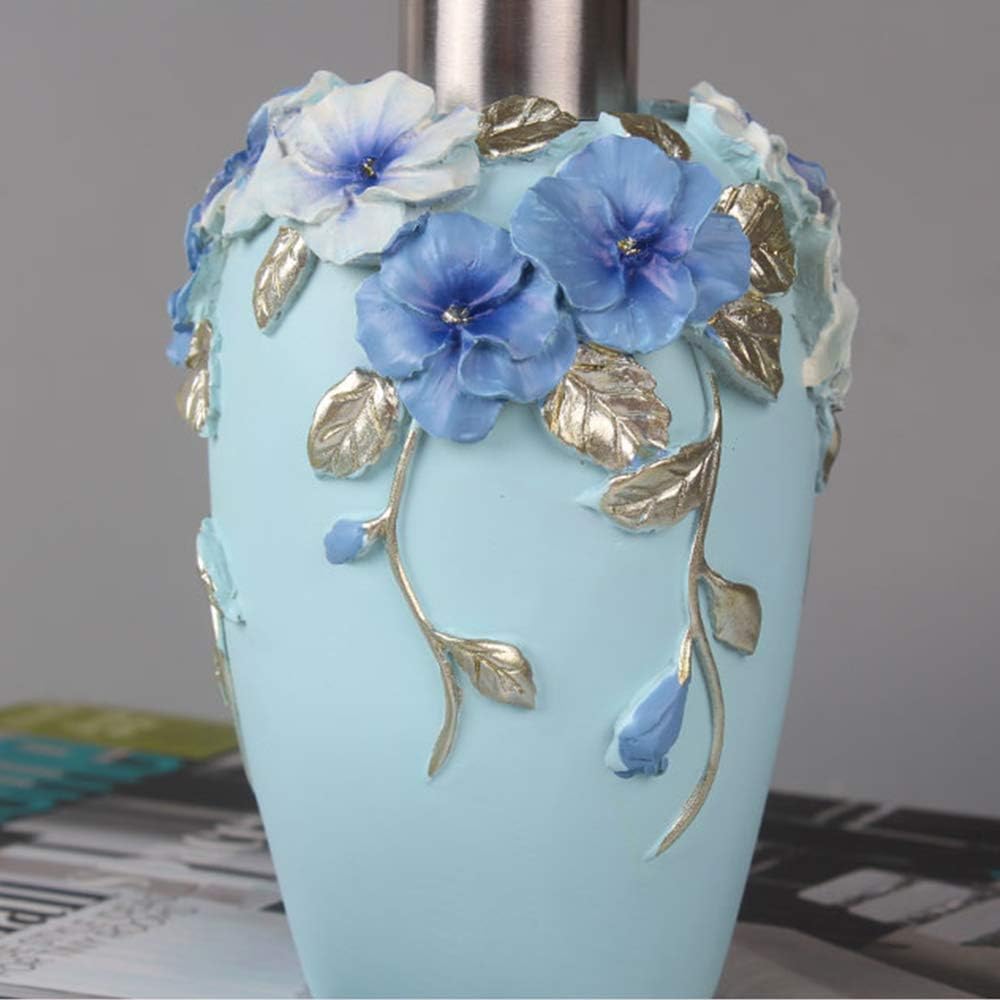 Bathroom Accessories Set Creativity Romantic Wedding Bath Set Resin Bath Ensemble Includes Toothbrush Holder, 2 Tumblers, Liquid Soap Dispenser, Soap Dish,Blue