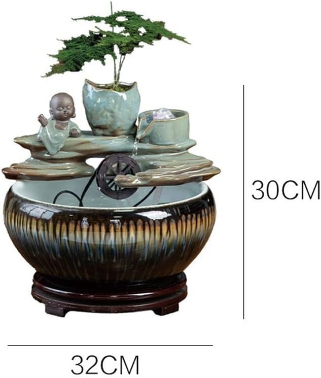 Tabletop Fountain Ceramic Water Feature Indoor Tabletop Desktop Home Decoration Suitable for Keeping Fish Decor