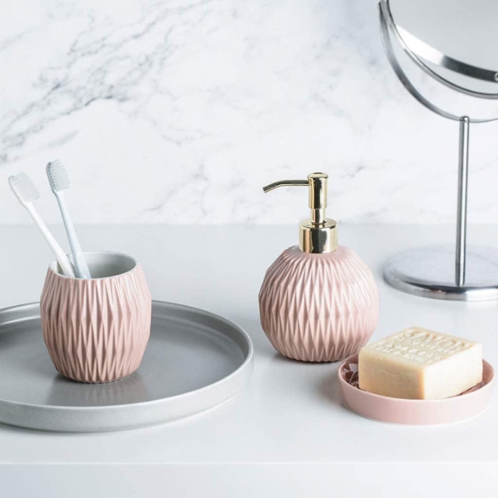 Bathroom Accessory Set Bathroom Accessories Set Nordic 4 Pieces Bathroom Accessories Set Include A Soap Dispenser,2 Cups, and A Soap Dish for Bath Decoration Bath Accessory Set (Blue 4pcs)