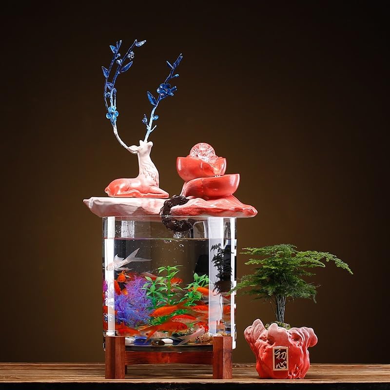 GUERNSEY Tabletop Fountain Tabletop Fountain Small Desktop Water Fountain Living Room Fish Tank TV Cabinet Ornaments Creative Home Decorations Indoor Fountain