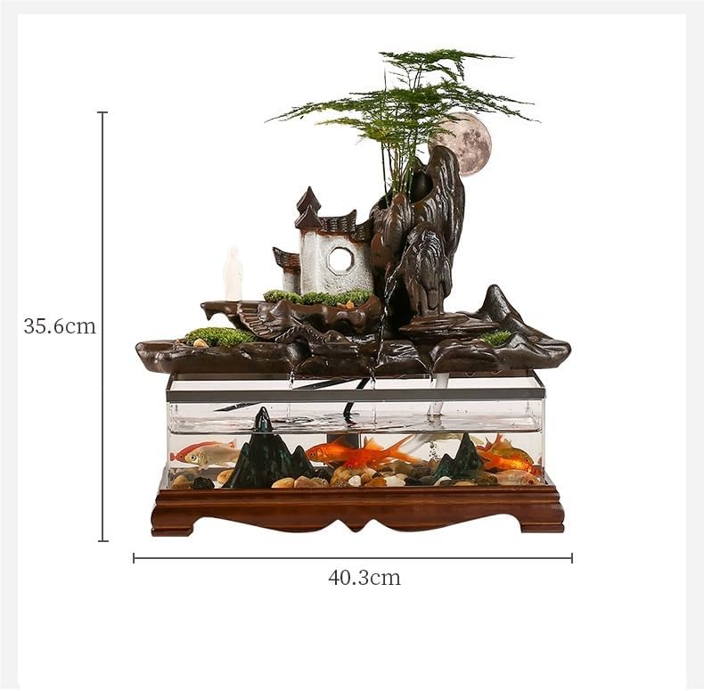 GUERNSEY Tabletop Fountain Fish Tank Water Landscape Office Home Circulation Fountain Landscaping Living Room Porch Wine Cabinet Decorative Ornaments Indoor Fountain