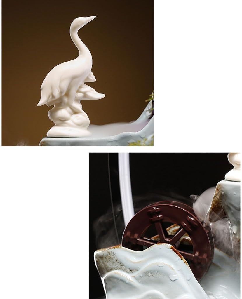 GUERNSEY Tabletop Fountain Chinese Flowing Water Rockery Desktop Fountain Ornaments Office Ceramic Desktop Fountain Living Room Desktop Decorations Indoor Waterfall Feature Indoor Fountain