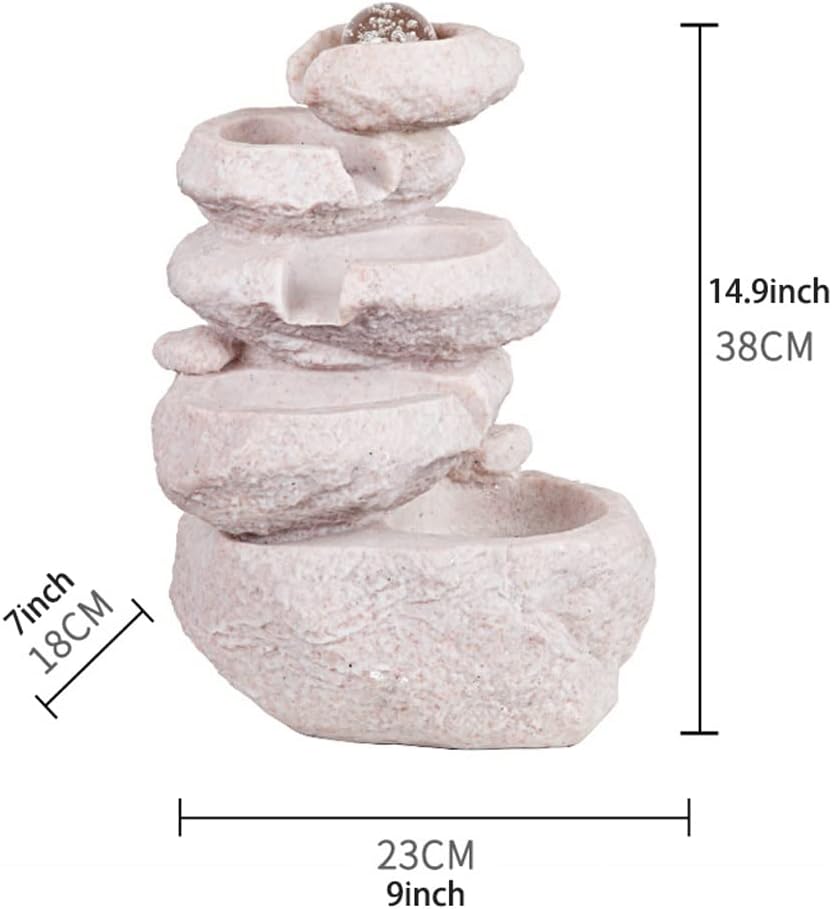Indoor Water Fountain Waterfall, Meditation Tabletop Fountain with LED Lights & Crystal Ball for Home Office Bedroom (Color : A)