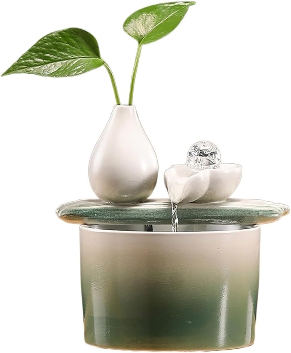 Tabletop Indoor Tabletop Fountain,Circulating Relaxation for Home Bedroom Office Decor(Green)