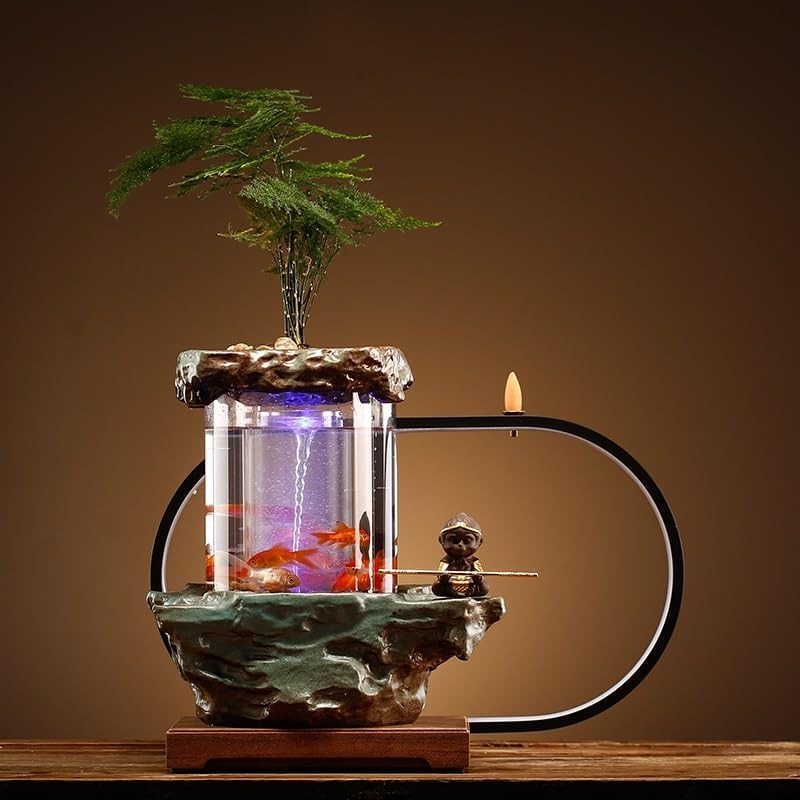 GUERNSEY Tabletop Fountain Tabletop Fountain Chinese Style Water Circulation Decorative Ornaments Tea Room Living Room Company Office Desktop Fountain Indoor Fountain