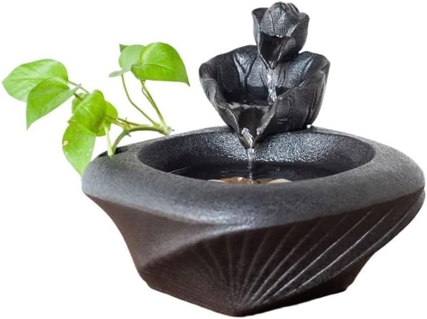 GLigeT Tabletop Fountain Ceramic Running Water Fountain Home Decoration Ornaments Desktop Fortune-Making Living Room Office Water Features Fish Tank Fountain Gifts Water Fountain Decor