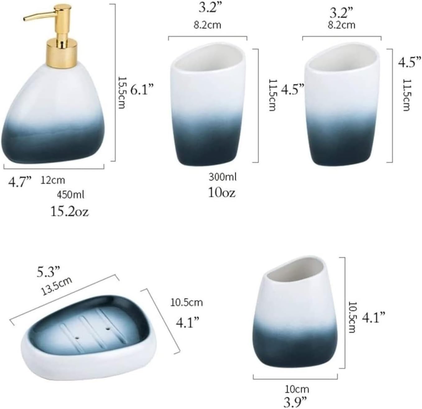 Bathroom Accessory Set 6 Piece Bathroom Accessory Set Bathroom Accessory Set Blue Ceramic Soap Dispenser Retro Toothbrush Holder Bathroom Decor