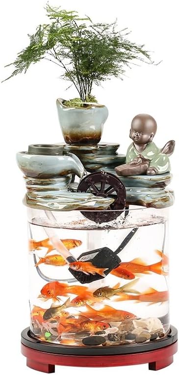 GUERNSEY Tabletop Fountain Tabletop Fountain Creative Ceramic Fish Tank Living Room Fountain Desktop Flowing Water Ornaments Small Home Circulation Fish Tank Indoor Fountain