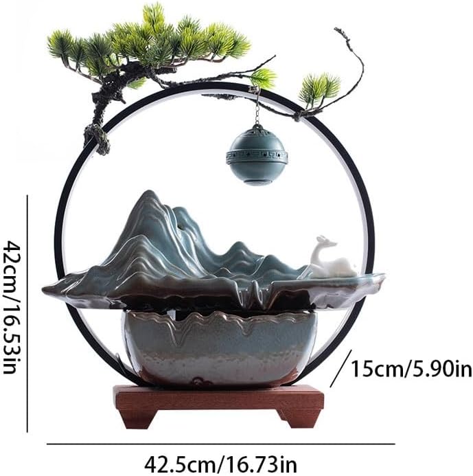 GUERNSEY Tabletop Fountain Flowing Water Attracts Wealth, Home Creative Ceramic Fountain, Living Room Office Desktop Decoration Tabletop Fountains Indoor Fountain