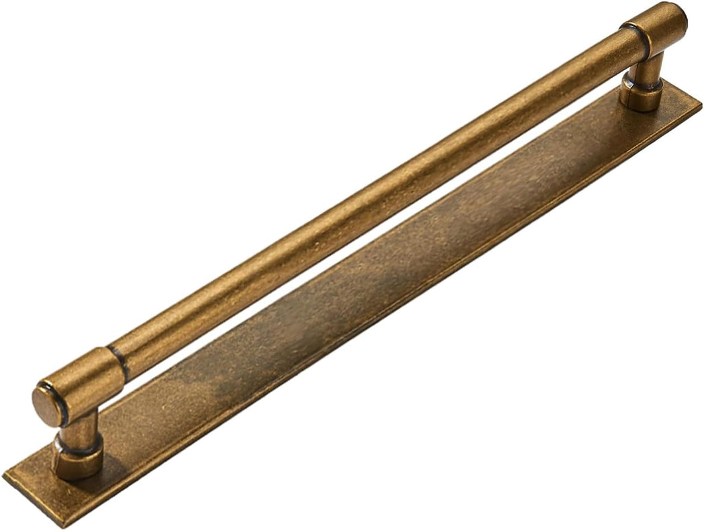 khtumeware 5 Pack 12 Inch(305 mm) Center to Center Antique Brass Cabinet Pull Backplate with Base Plate Zinc Solid Vintage Kitchen Cabinet Handles Drawer Pulls Cabinet Hardware