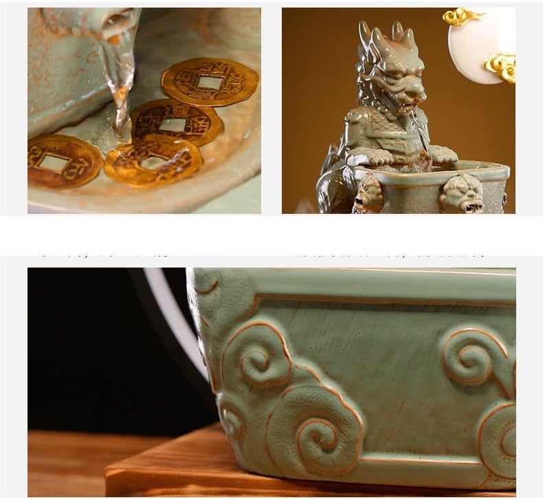 GUERNSEY Tabletop Fountain Tabletop Fountain Creative Ceramic Circulating Water Fountain Humidifier Home Living Room Fortune Office Decoration Indoor Fountain