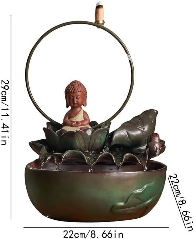 GUERNSEY Tabletop Fountain Chinese Style Backflow Incense Home Living Room Desktop Ornaments Indoor Circulating Water Desktop Fountain Ornaments Tabletop Fountains Indoor Fountain