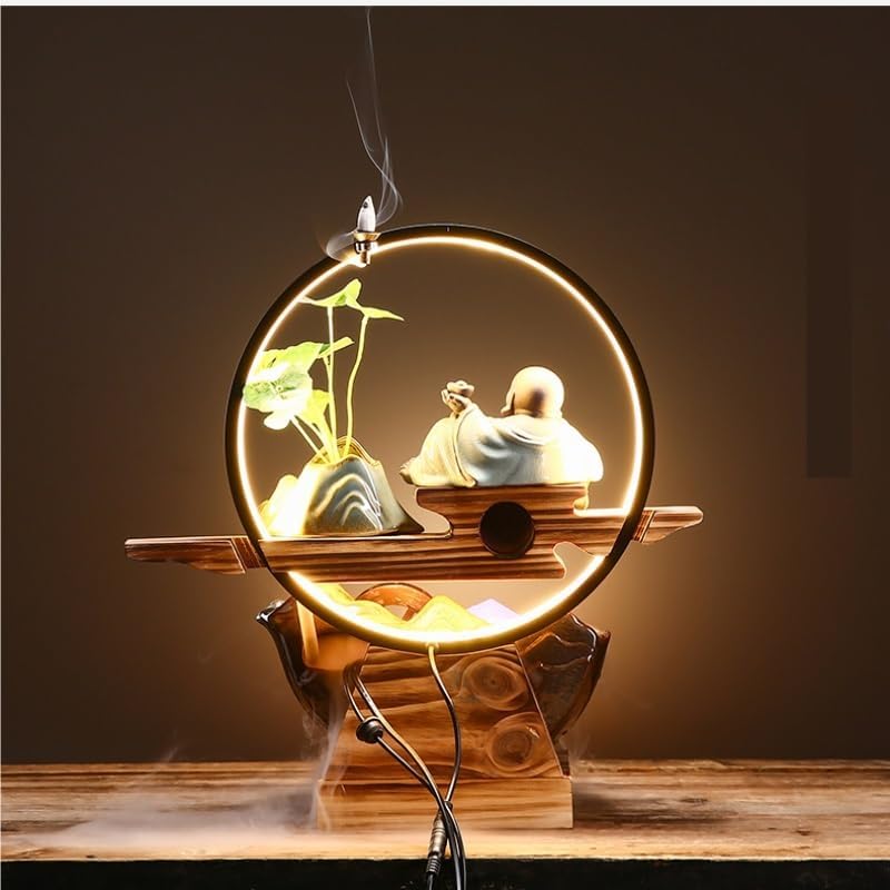 GUERNSEY Tabletop Fountain Tabletop Fountain Creative Fountain Feng Shui Wheel Office Desktop Decoration Home Living Room Water Flow Device Fish Tank Indoor Fountain