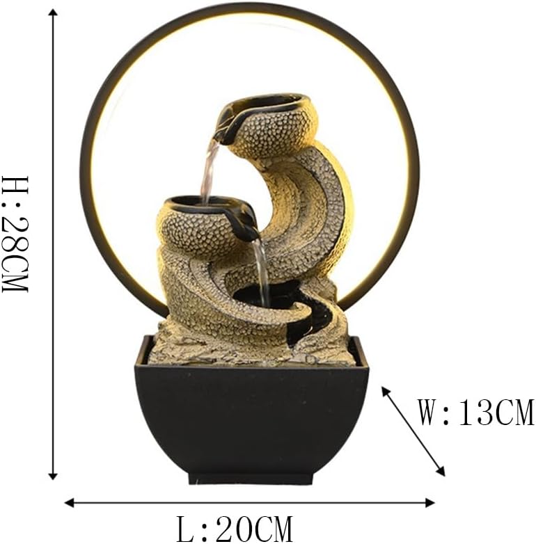 GRFIT Indoor Fountain Desktop Running Water Ornaments, Small Reclaimed Water Fountain, Home Decor, Zen Elegance and Serenity Tabletop Fountain