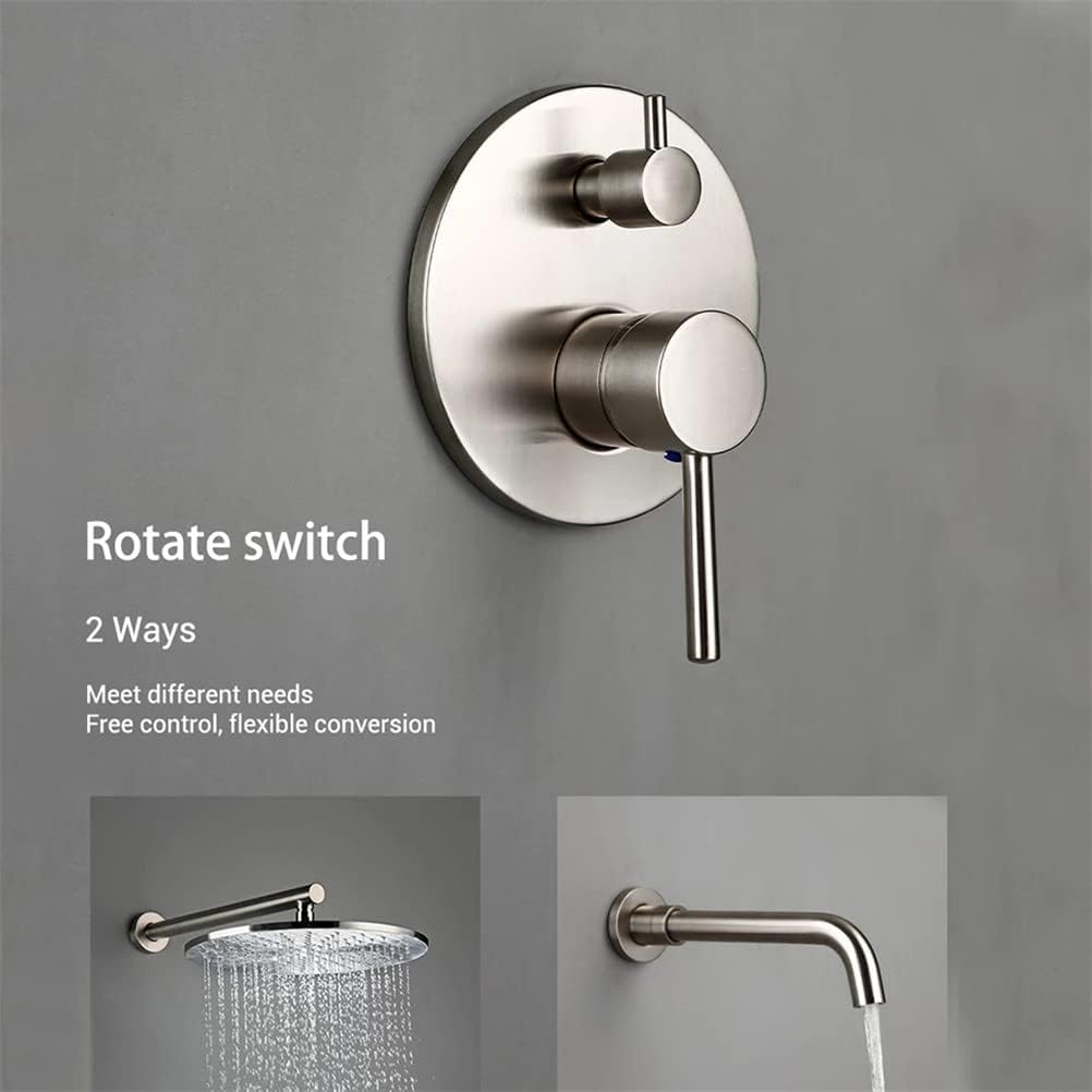 Bathtub Faucet with Shower, Tub Taps Hot and Cold Bathroom Faucet Brushed Brass Shower Faucet Diverter, with Wall Mount Spout Handheld Hose Bathtub Filler Mixer Tap Set,Brushed Chrome