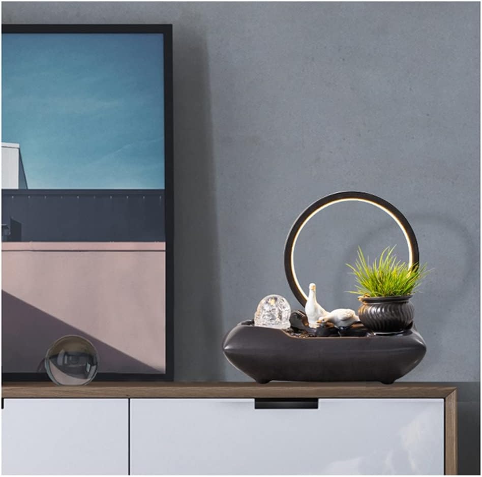 HIHELO Tabletop Fountain Tabletop Fountain Creative Living Room Ceramic Flowing Water Ornament Office Desktop Circulating Water Fountain Waterscape Indoor Fountain (Color : D)
