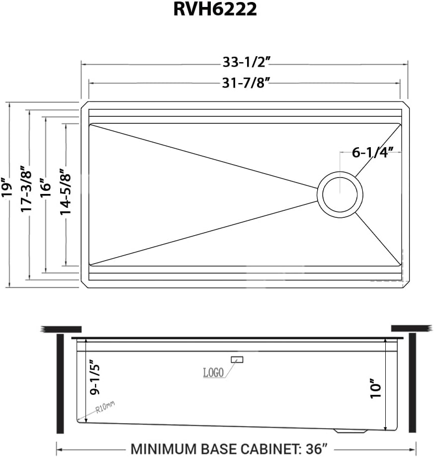 Ruvati 33-inch Polished Brass Matte Gold Stainless Steel Workstation Two-Tiered Ledge Undermount Kitchen Sink - RVH6222GG