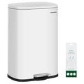 SONGMICS 20-Gallon (75 L) Trash Can, Stainless Steel Kitchen Garbage Can, Recycling or Waste Bin, Soft Close, Step-On Pedal, Removable Inner Bucket, White ULTB075WZ01