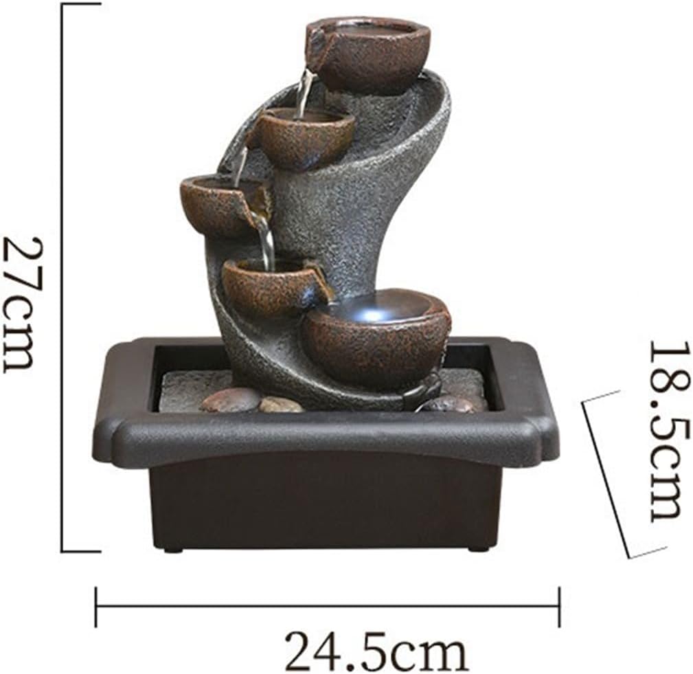 GRFIT Indoor Fountain Flowing Water Ornaments for Tea Table, Office Light, Luxury, Opening, Gift, Circulating Water Landscape, Desk, Wealth Attraction Tabletop Fountain
