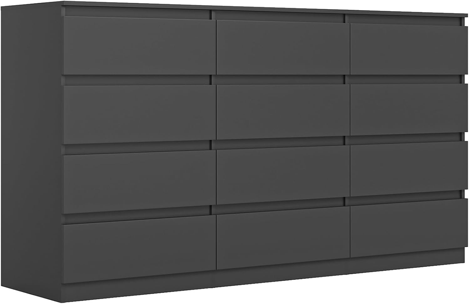 Vibe & Dine Black Dresser 12 Drawer, Modern Long Dresser for Bedroom, Wood Chest of Drawers with Wide Storage for Living Room