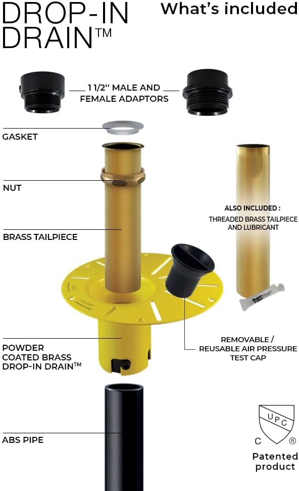 Installation Kit for Freestanding Tubs | Black ABS & Brass Pipes | Fits 1-1/2' Male, Female or Threaded Drain | Quick, Leak-Proof Connection | Easy DIY Install