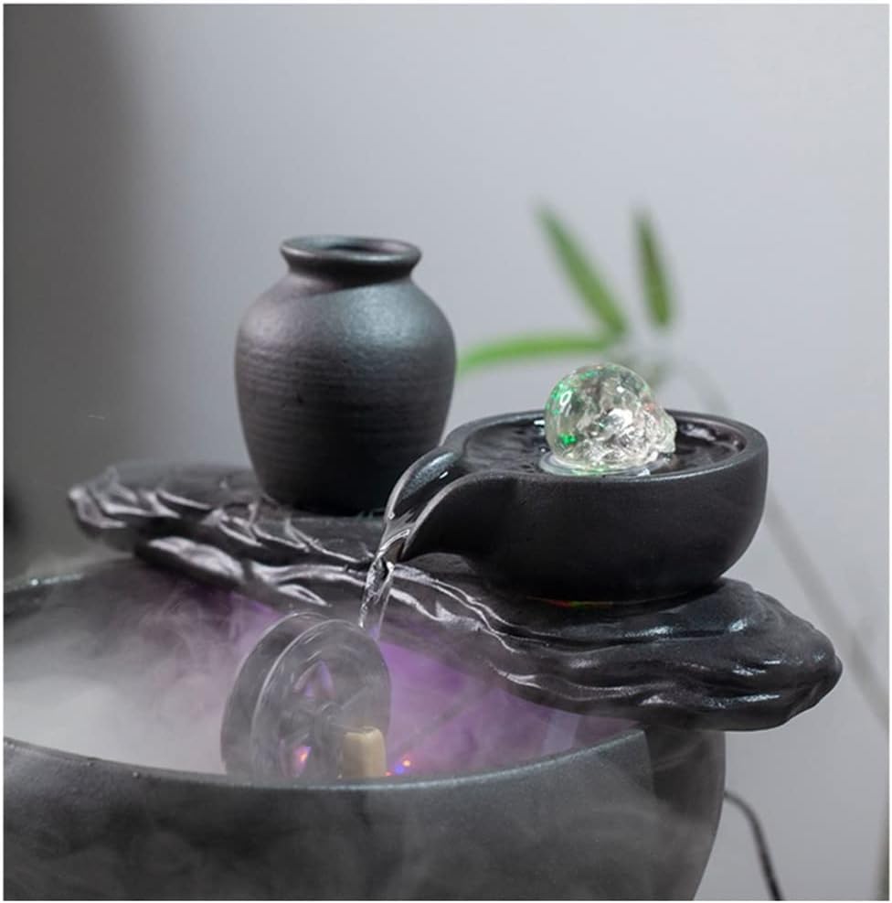 HIHELO Desktop Fountain Tabletop Fountain Creative Living Room Lucky Water Ornament Office Desktop Fountain Water View Coffee Table Desktop Decoration Water Fountain Outdoor (Color : with Nebulizer)