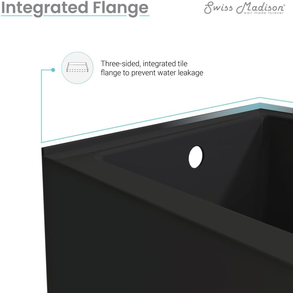 Voltaire 48' x 32' Right-Hand Drain Alcove Bathtub with Apron in Matte Black