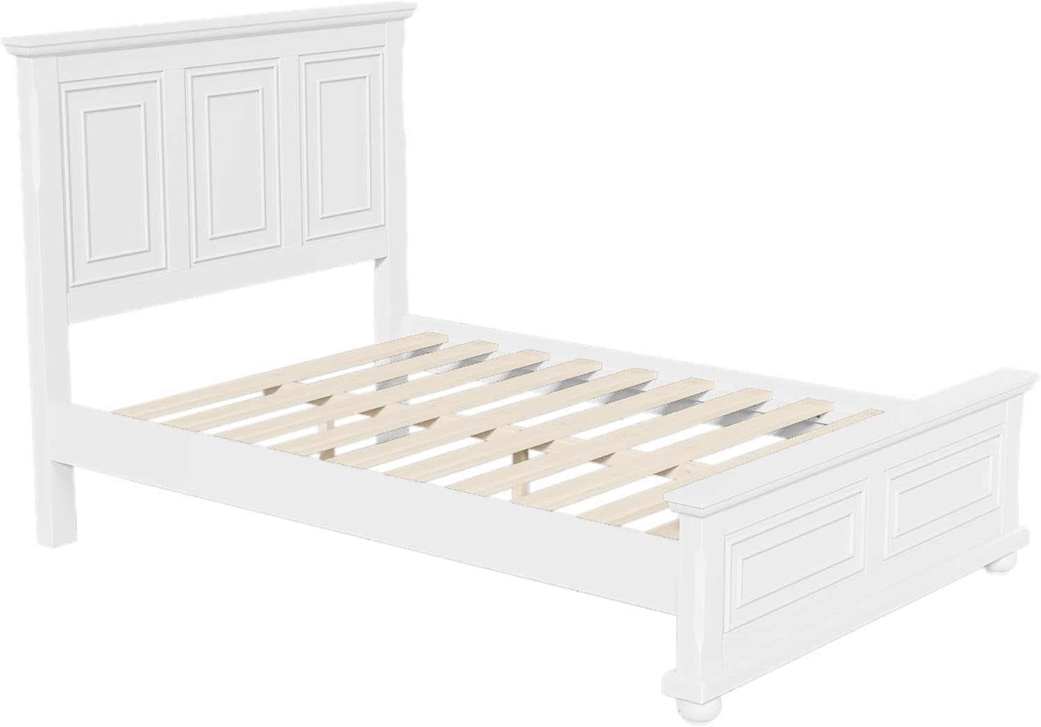 MERITLINE Vintage Farmhouse Bed Frame Queen,Solid Wood Mid Century Modern Rustic Bed Frame with Headboard and Footboard,No Box Spring Needed (White,Queen)