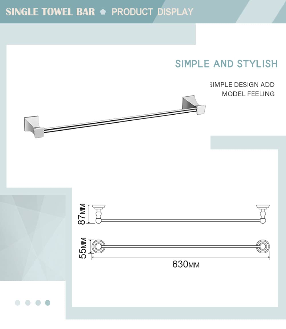 304 Chrome Bathroom Accessories - Wall-Mounted Towel Bar, Paper Hook, Glass Shelf(Ba0017cp-86)