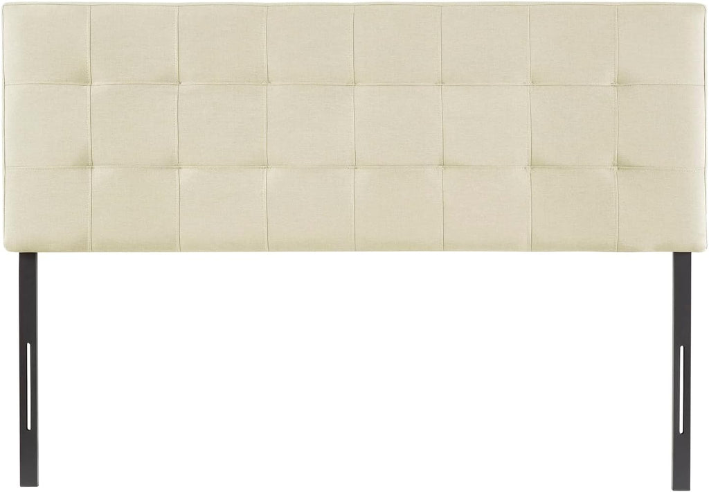 Naomi Home Jessenia Queen Headboard – Linen Upholstered Adjustable Tufted Panel with Padded Surface, Wall or Bed Frame Mount – Cream