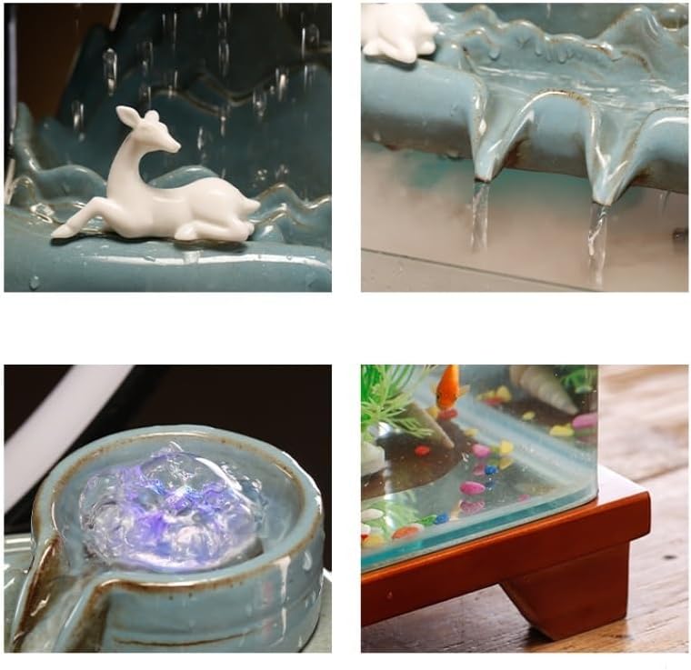 GUERNSEY Tabletop Fountain Tabletop Fountain Circulating Water Device Living Room Creative Decoration Office Small Fish Tank Desktop Landscape Indoor Fountain