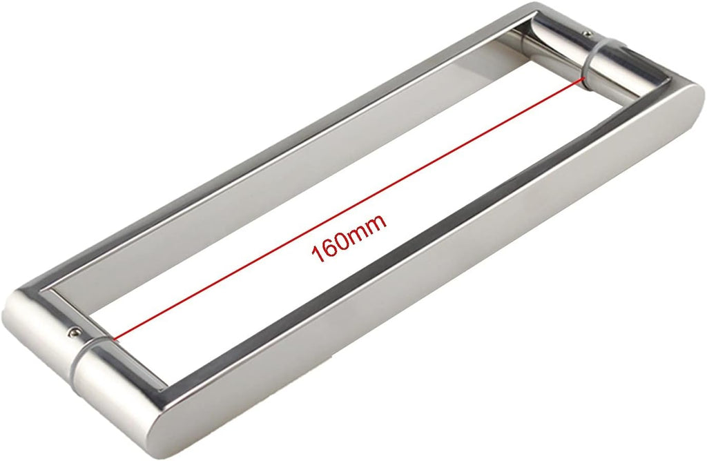Shower Door Handle Glass Door Handle,304 Stainless Steel Polished Chrome Push and Pull Glass Door Handle Household Glass Door Hardware Accessories (Chrome 165mm)