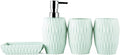 Soap Dispenser/Dispenser for Handwashing Fluid Bathroom Accessories Set Ceramic 4 Pieces Bathroom Ensemble for Bath Decor with Soap Dispenser Toothbru(Light Blue)