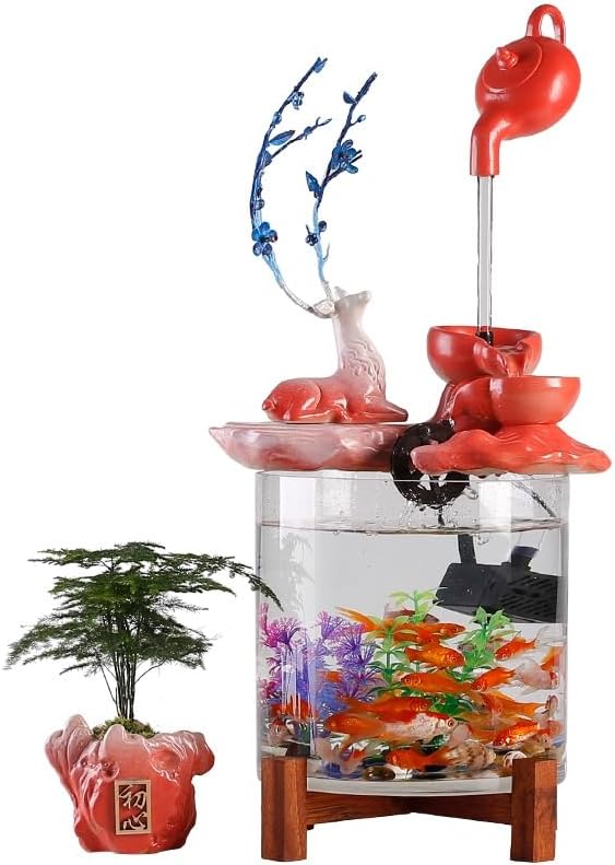 GUERNSEY Tabletop Fountain Tabletop Fountain Small Desktop Water Fountain Living Room Fish Tank TV Cabinet Ornaments Creative Home Decorations Indoor Fountain