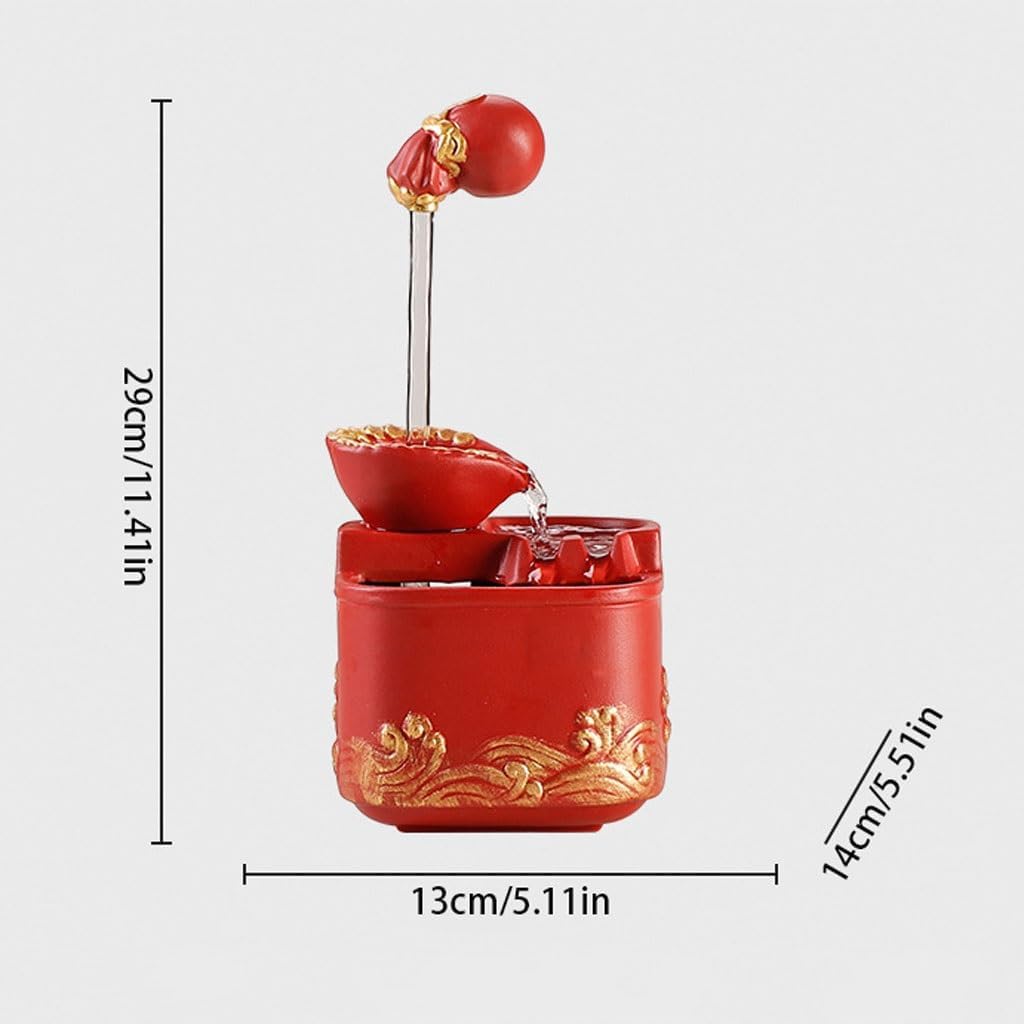 GUERNSEY Tabletop Fountain Flowing Water Ornaments Chinese Circulating Water Hanging Pot Home Living Room Fountain Office Desktop Decorations Indoor Fountain