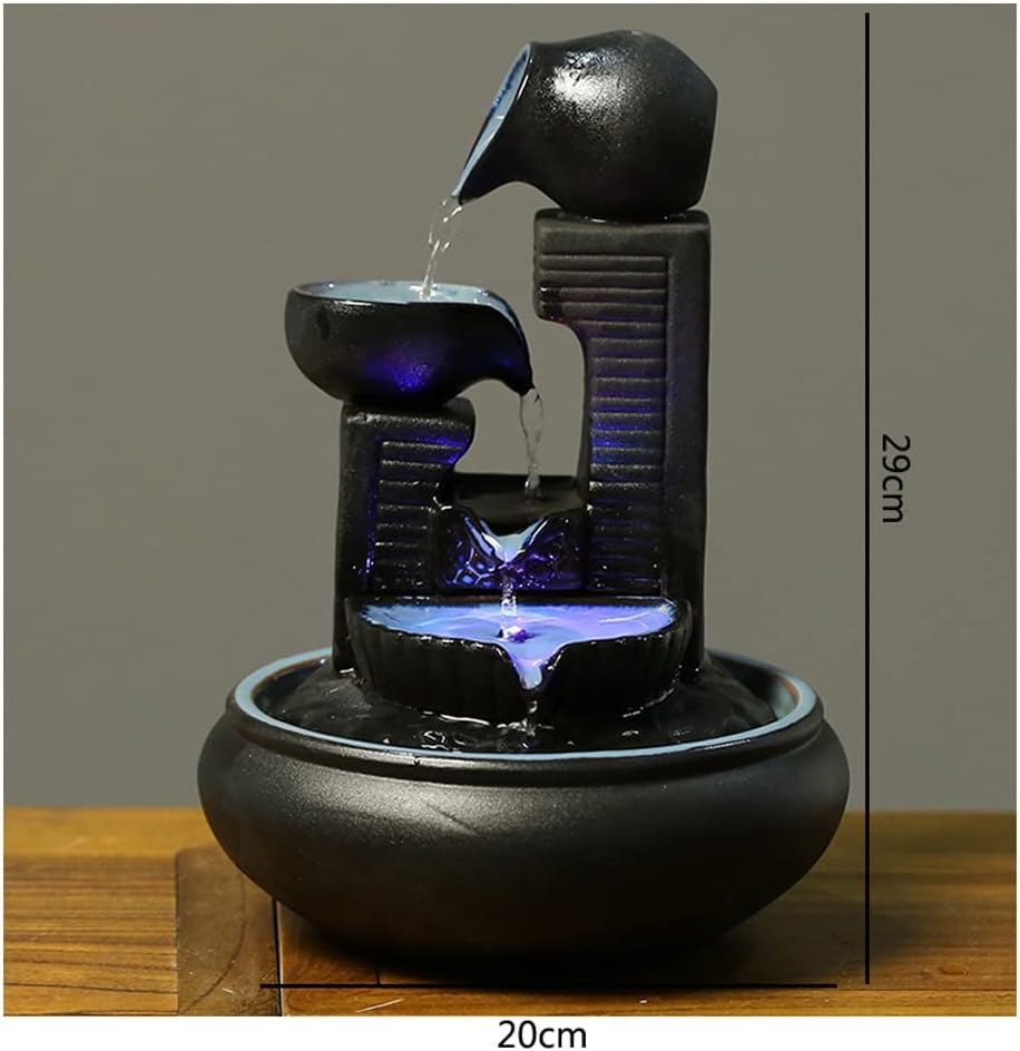 HIHELO Desktop Fountain Tabletop Fountain Ceramic Fountain Circulating Water Ornament Living Room Desktop Fountain Office Desktop Decoration Water Fountain Outdoor