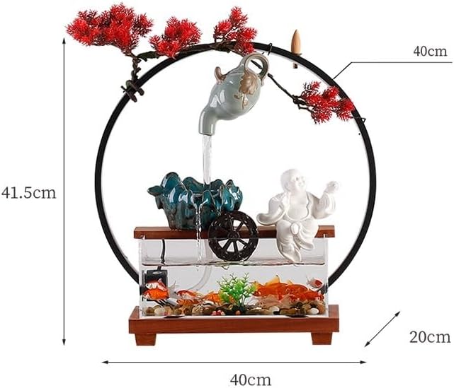GUERNSEY Tabletop Fountain Tabletop Fountain Hanging Pot Flowing Water Fountain Ornaments Water Circulation Fish Tank Desktop Office Fountain Indoor Fountain