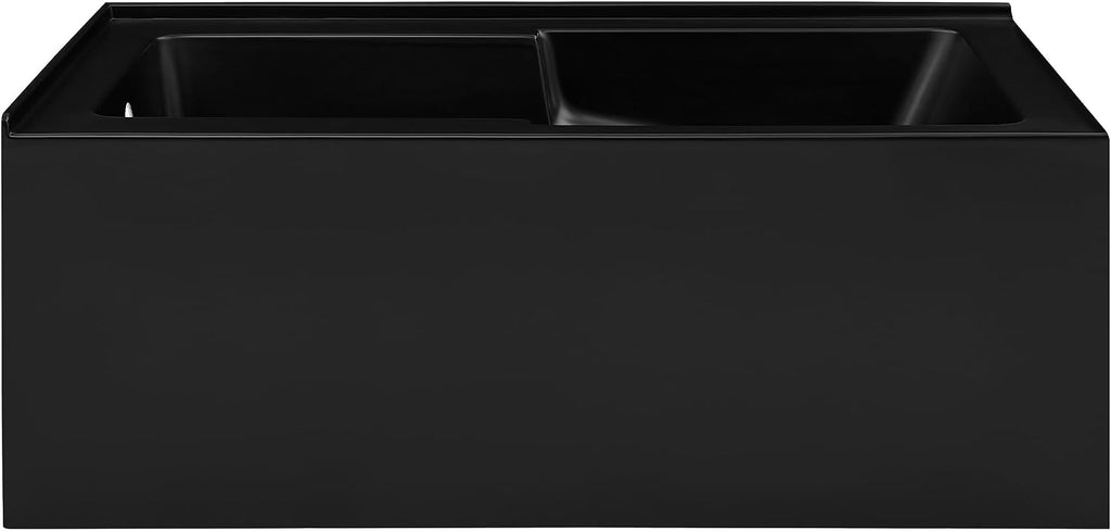 Swiss Madison Claire 60 x 32 Left Drain Soaking Alcove Corner Apron Bathtub in Matte Black