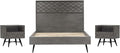 Armen Living Makena 3 Piece Queen Bedroom Set in Grey Acacia Wood