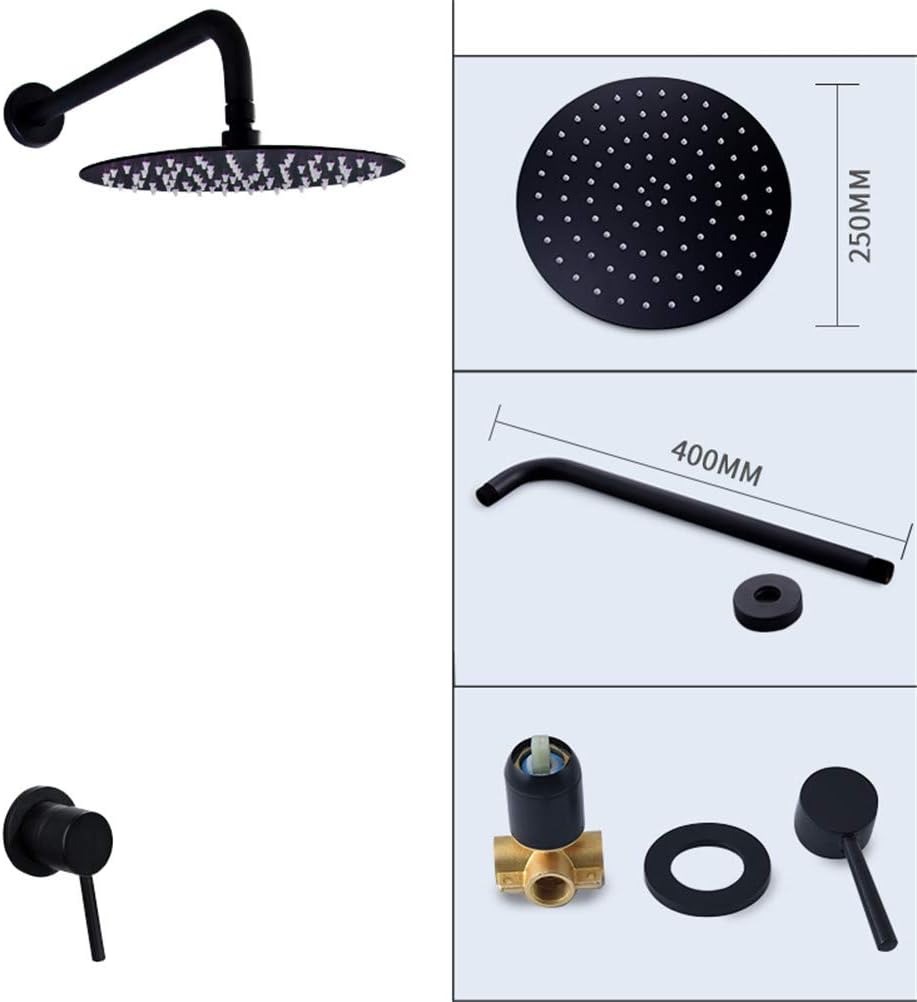 Bathroom Shower Faucet Luxury Gold/Black/Chrome Brass Bathroom Faucet Mixer Tap Wall Mounted Rain Shower Head Bathtub Spout Shower Faucet Set,Black